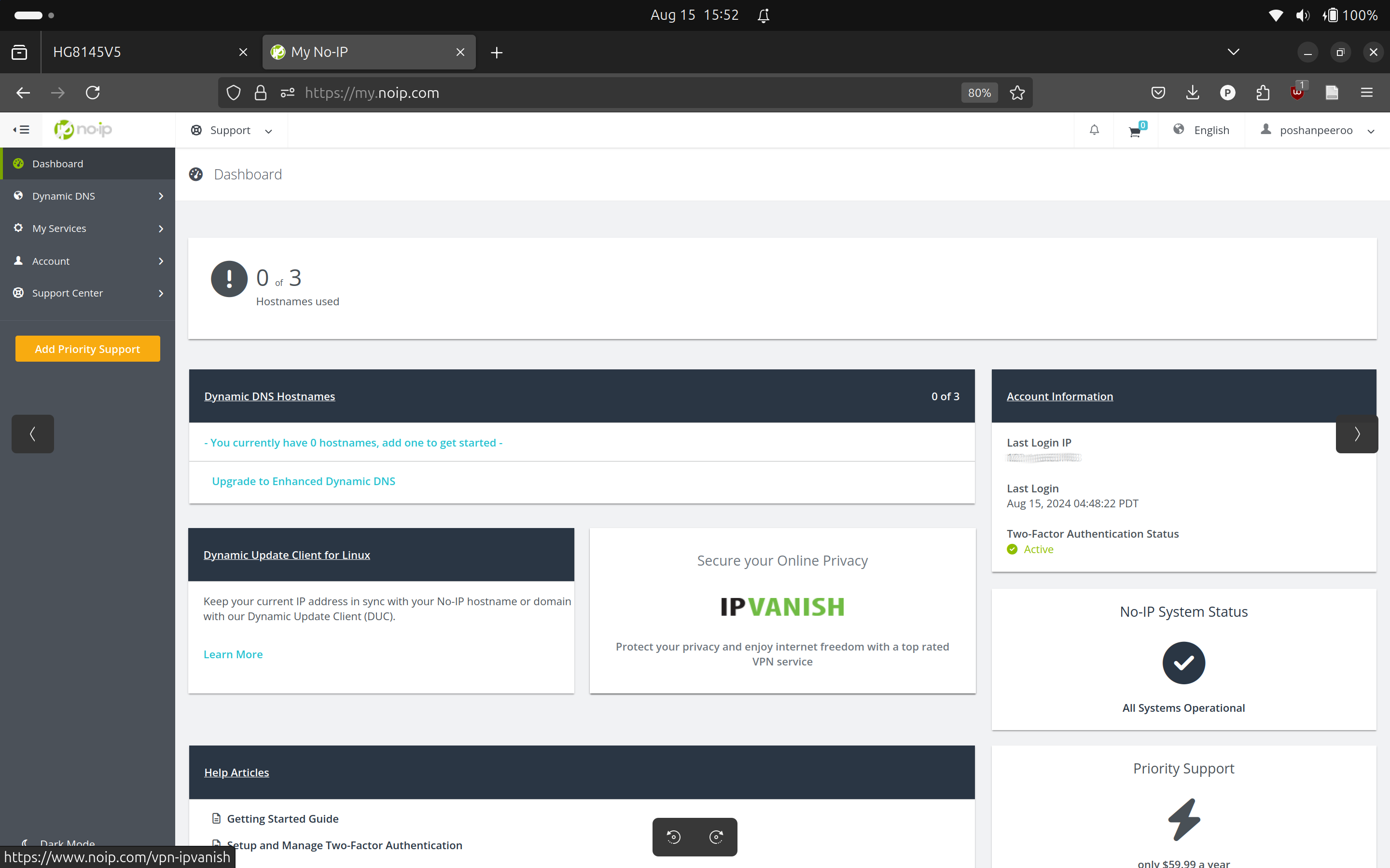 No-IP dashboard