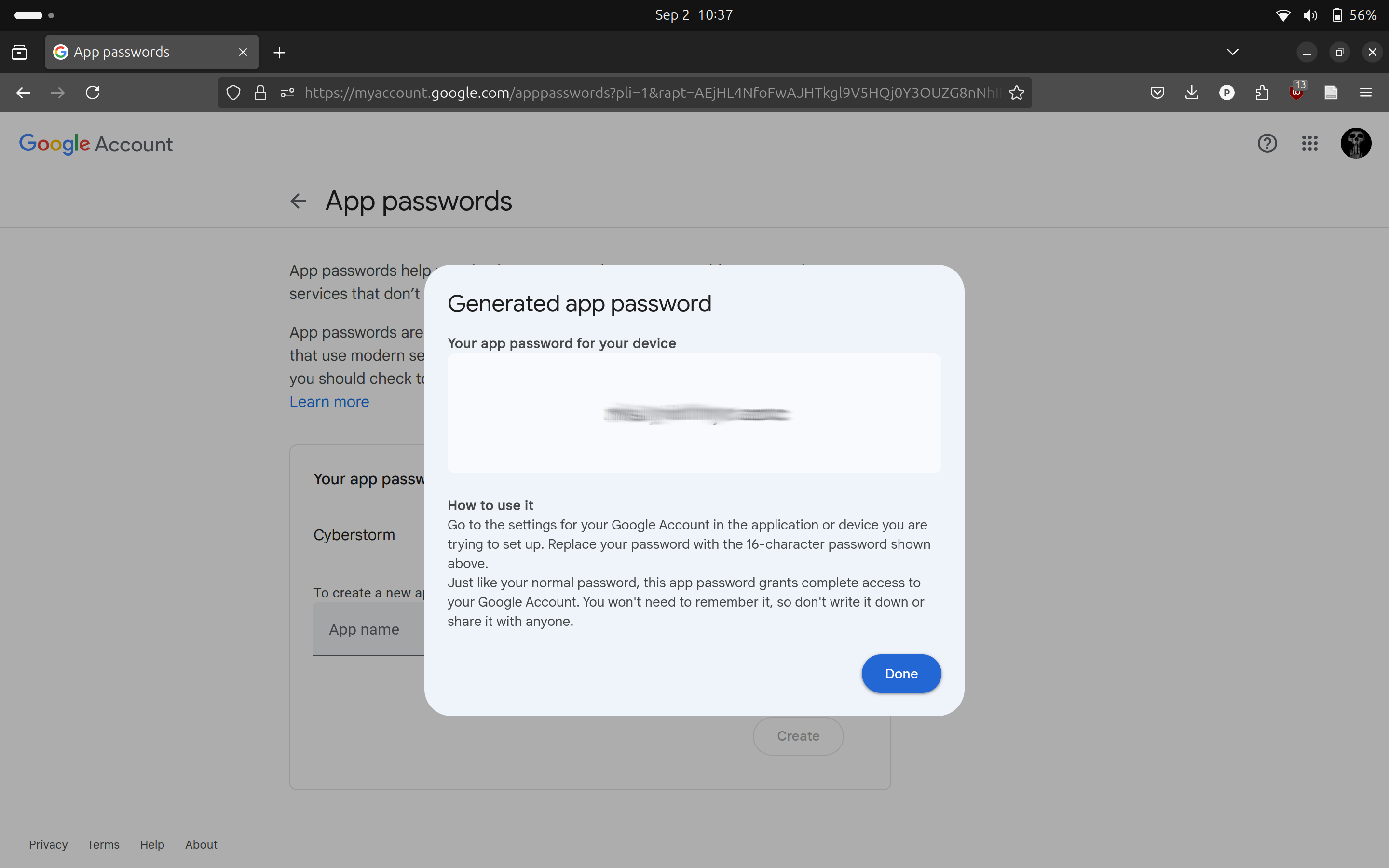 Copy App Password