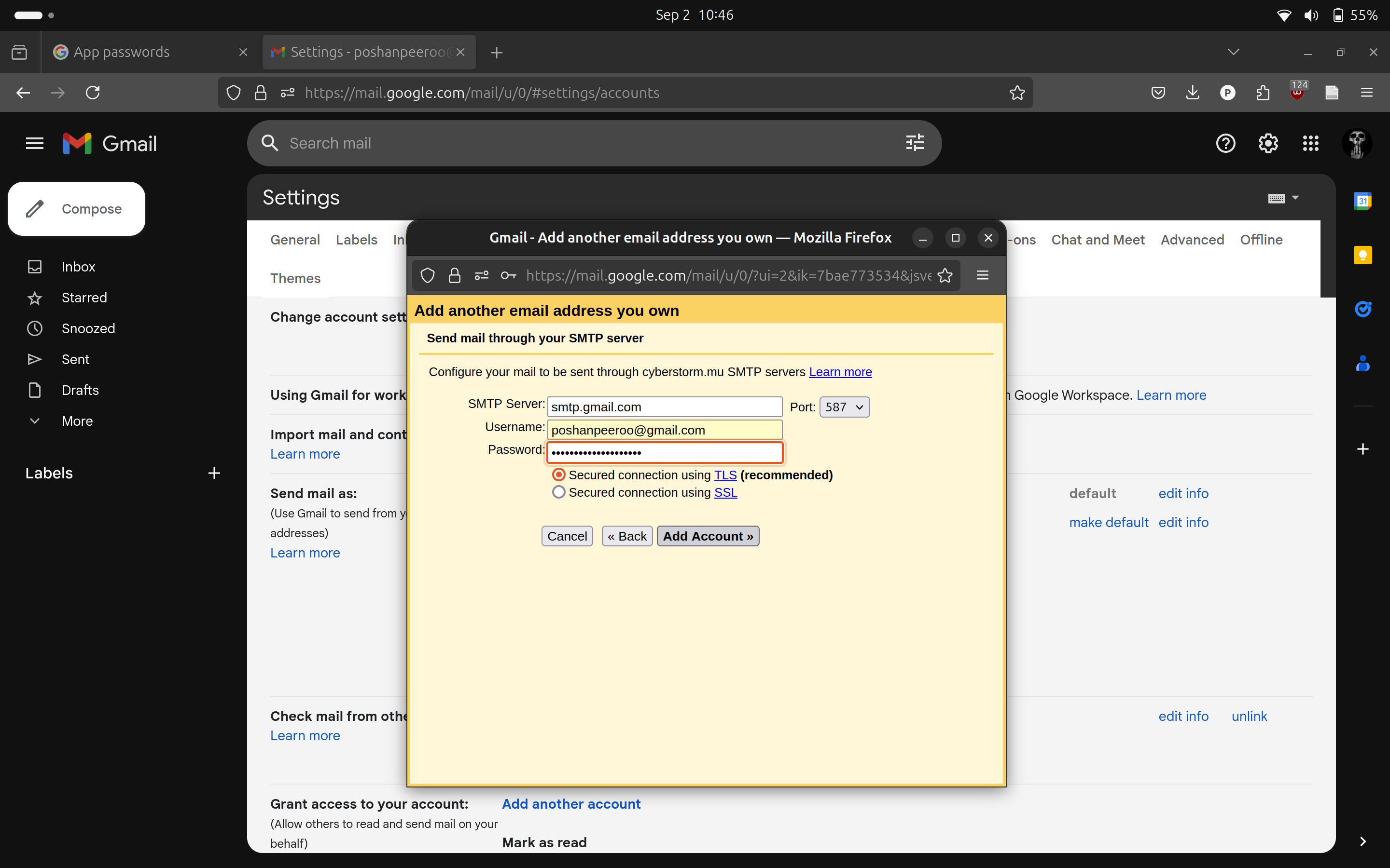 SMTP Server Settings