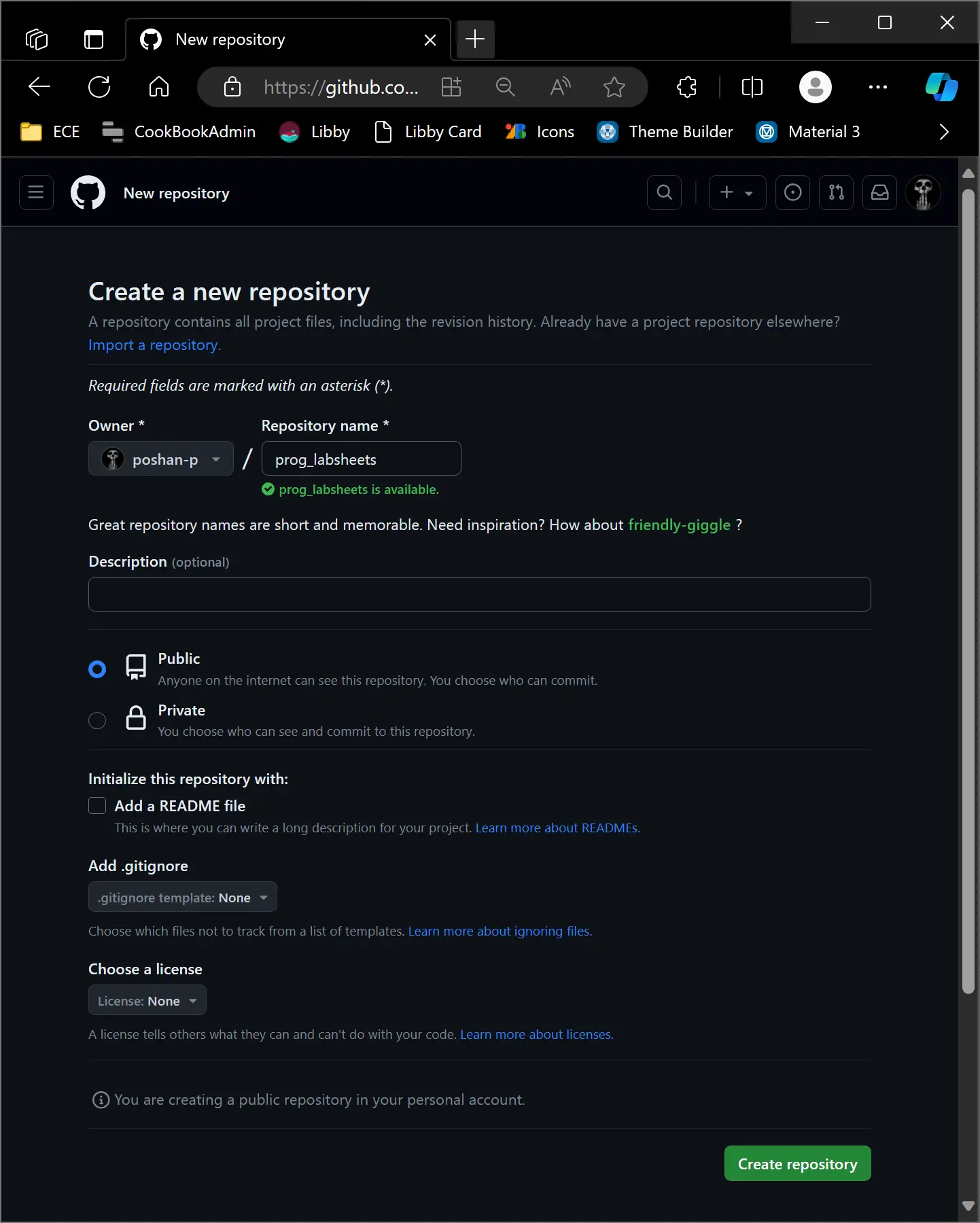 Creating GitHub repository